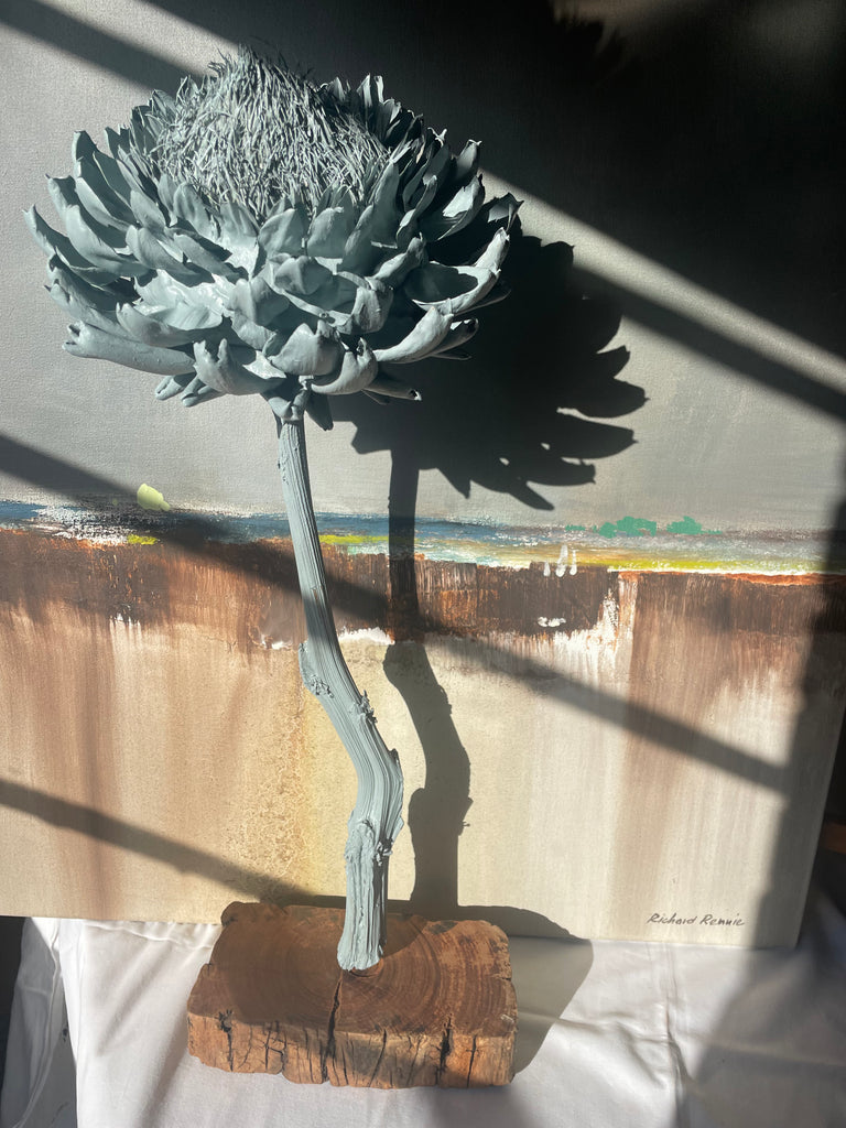 Forever Joy Artichoke Sculpture - central bud in Clouded Teal