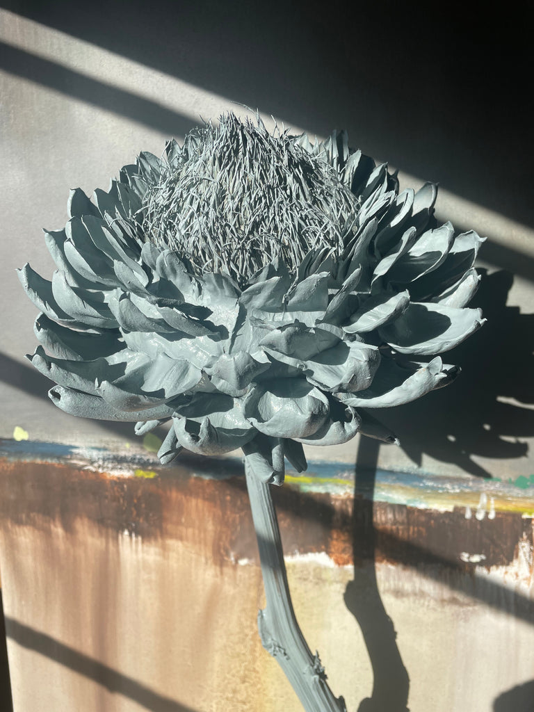Forever Joy Artichoke Sculpture - central bud in Clouded Teal