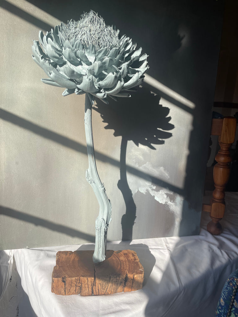 Forever Joy Artichoke Sculpture - central bud in Clouded Teal