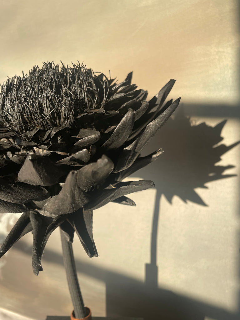 Forever Joy Artichoke Sculpture, Arden - Iconic Black Bloom with Copper