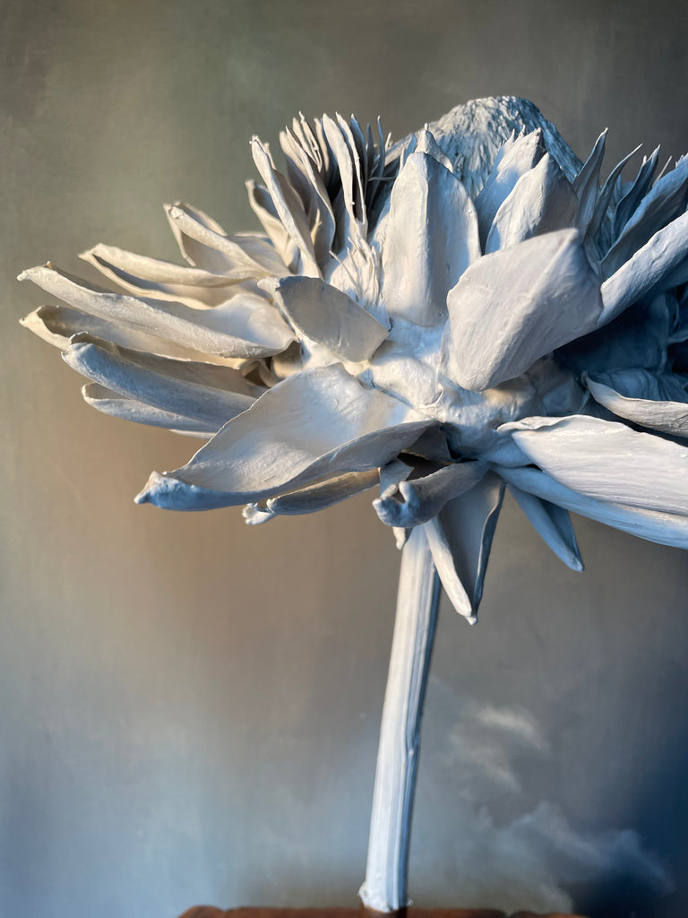 Forever Joy Artichoke Sculpture - White mounted in copper on Sleeper base