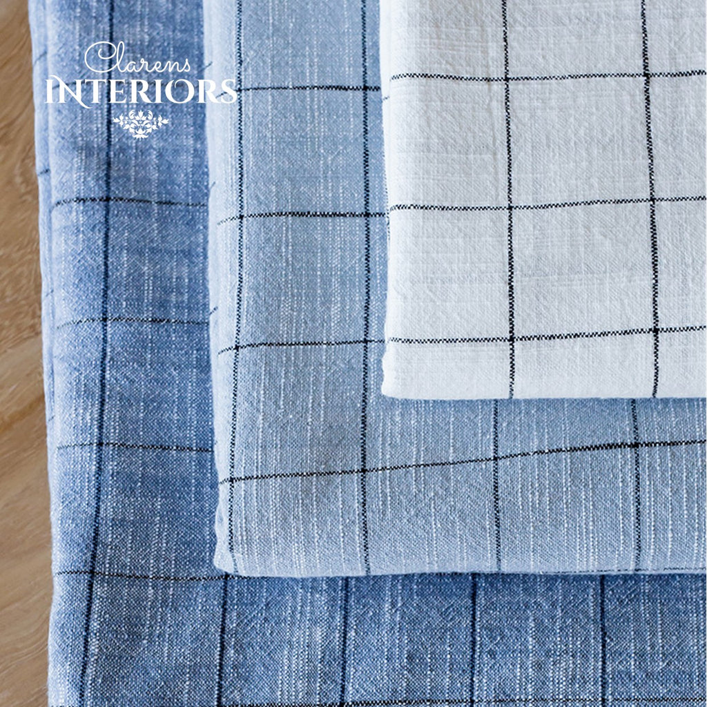 Oxford Grid Table Cloth - Cream
