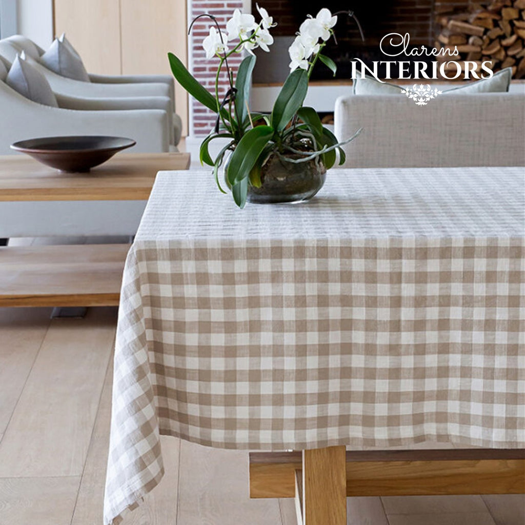 Oxford Check Table Cloth - Beige