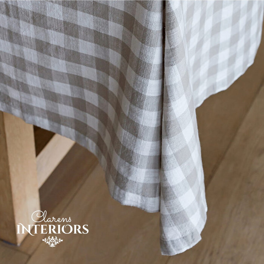 Oxford Check Table Cloth - Beige