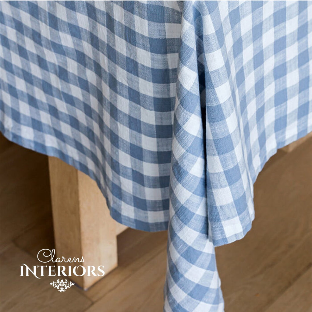 Oxford Check Table Cloth - Light Blue