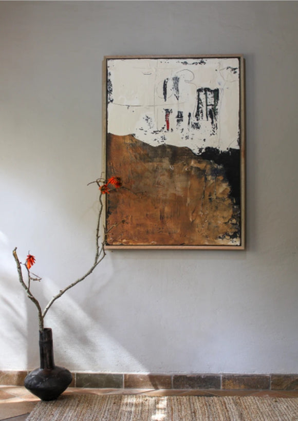 In this piece, I explore the dynamic tension between light and dark, abstraction and form - a sense of stability and rawness. This work invites the viewer to engage with the contrasts - whether in the natural world or within themselves asking how opposites coexist and inform one another.