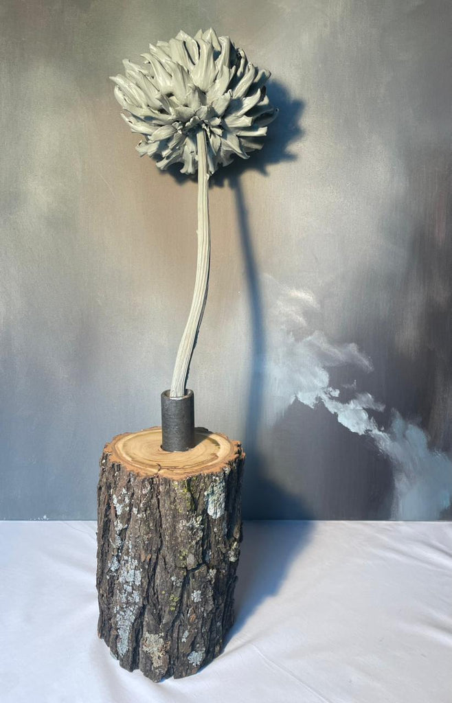 Forever Joy Artichoke Sculpture – Duck Egg Bloom in Natural Base