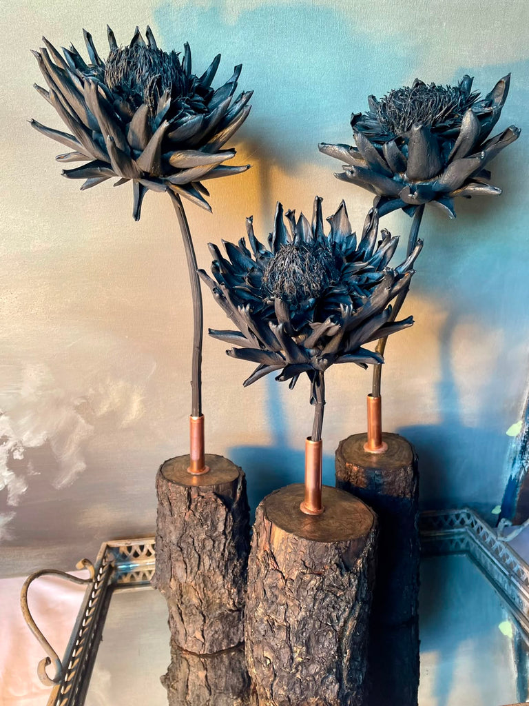 Forever Joy Artichoke Sculpture - Phoenix Bloom in Black