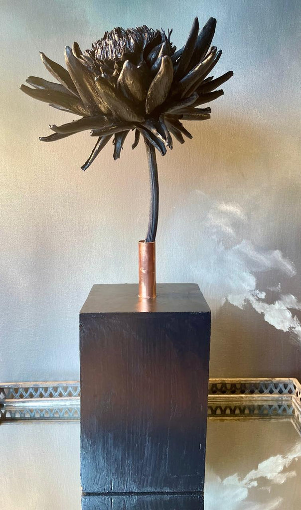 Forever Joy Artichoke Sculpture - Black Bloom - large