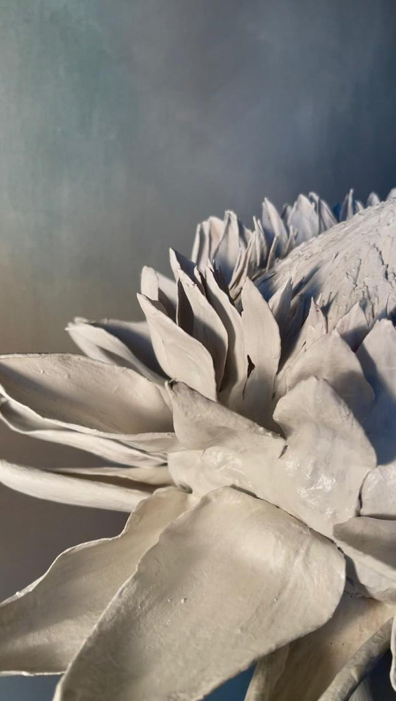 Forever Joy Artichoke Sculpture - White mounted in copper on Sleeper base