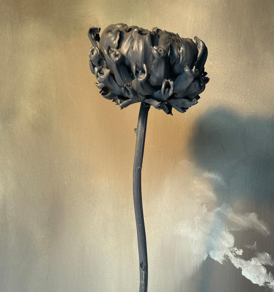 Forever Joy Artichoke Sculpture - Deep Blue Bloom - large