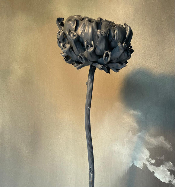 Forever Joy Artichoke Sculpture - Deep Blue Bloom - large