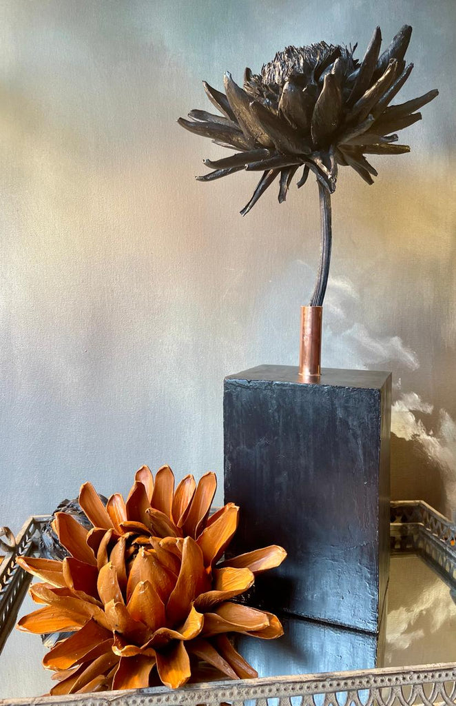 Forever Joy Artichoke Sculpture - Black Bloom - large