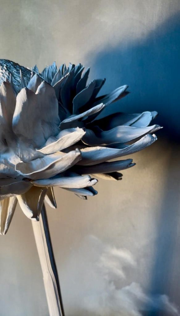 Forever Joy Artichoke Sculpture - White mounted in copper on Sleeper base