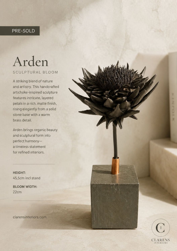 Forever Joy Artichoke Sculpture, Arden - Iconic Black Bloom with Copper