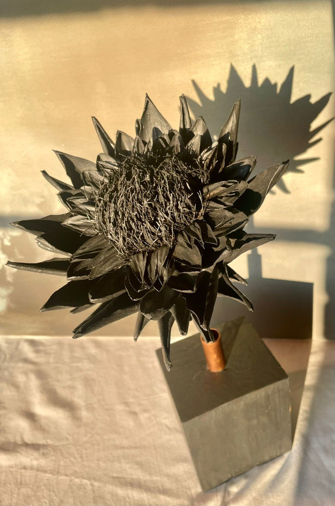 Forever Joy Artichoke Sculpture, Arden - Iconic Black Bloom with Copper