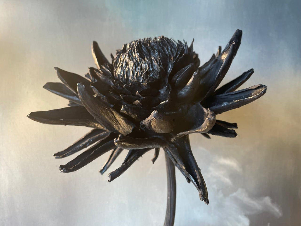 Forever Joy Artichoke Sculpture - Black Bloom - large