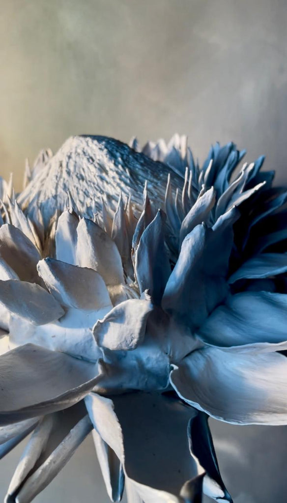 Forever Joy Artichoke Sculpture - White mounted in copper on Sleeper base