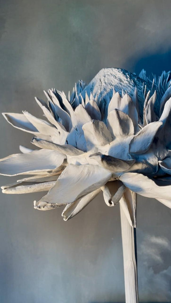 Forever Joy Artichoke Sculpture - White mounted in copper on Sleeper base