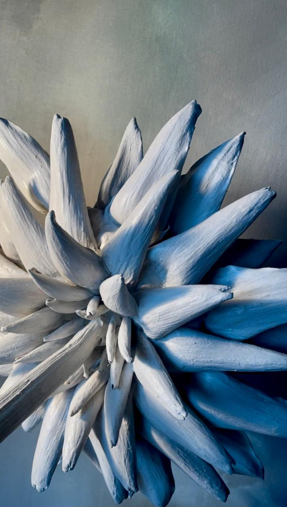 Forever Joy Artichoke Sculpture - White mounted in copper on Sleeper base