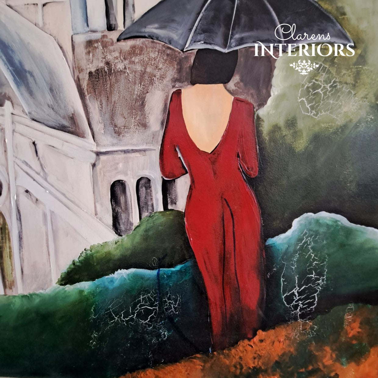 Original Art - Karla van den Bergh - Woman in Red dress - Paris - Clarens Interiors Original Art - Karla van den Bergh - Woman in Red dress - Paris - Clarens Interiors