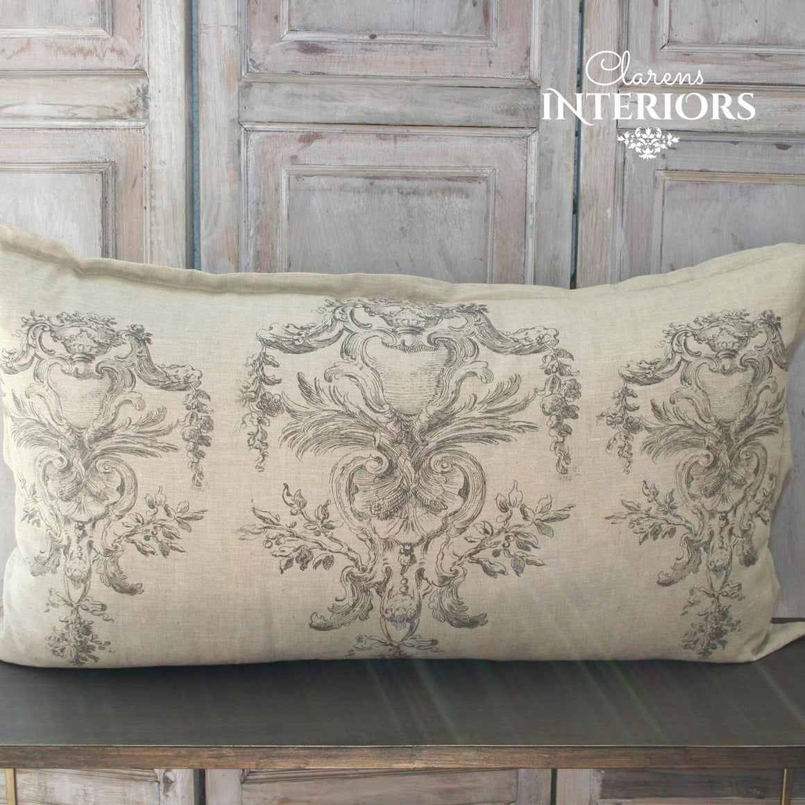 Soft French Etching print on pure linen.   Feather inner included.   Dimensions: 55 x 95cm  Manufactured in South Africa