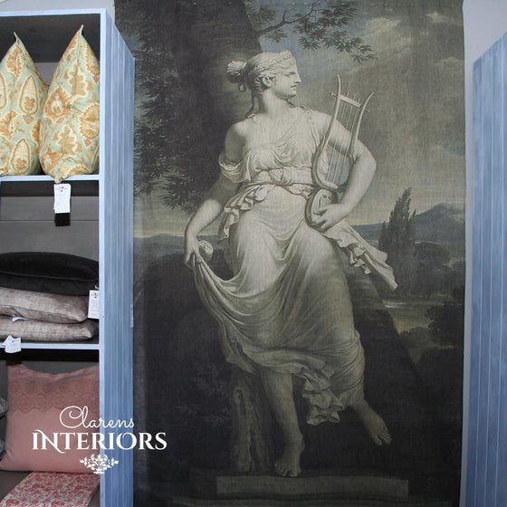 This linen panel has an old world charm that will make you feel part of another world.   Dimensions: 1.5m wide x 2.5m tall.