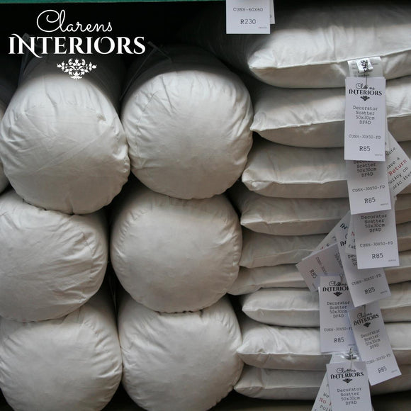 Duck Feather & Down Scatter Cushion Hypo-allergenic Encased in Pure cotton Percale Available in these sizes:  45 x 45cm 55 x 55cm