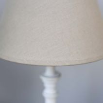 ANTIQUE WHITE BASE & LINEN SHADE SET