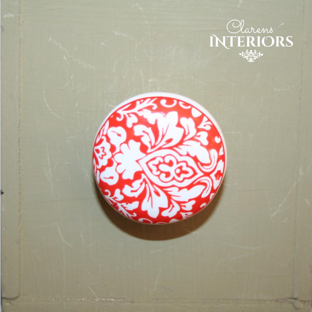 Red floral knob