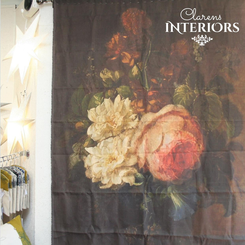 This linen panel has an old world charm that will make you feel part of another world.   Dimensions: 1.5m wide x 2m tall.