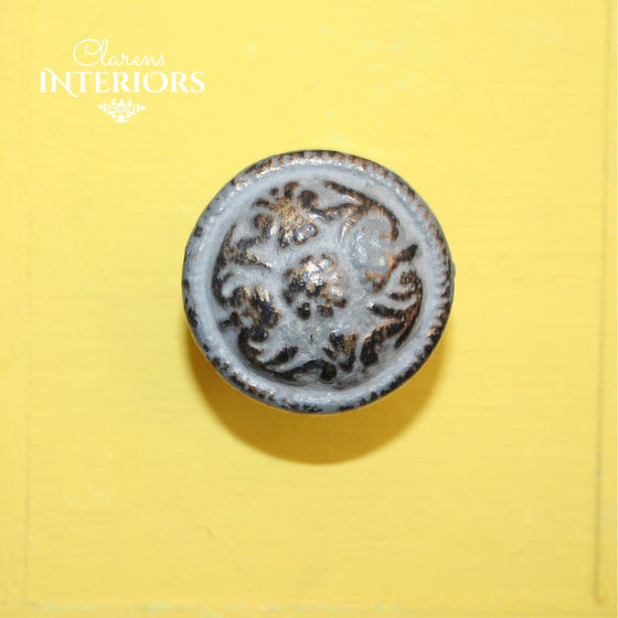 Grey floral knob