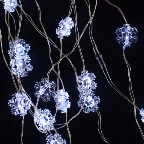 LED SNOWFLAKE WIRE LIGHTS, 3M- WHITE