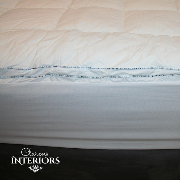 For the ultimate in comfort, the mattress topper provides a cushion of comfort and softness that supports every move. Made with a deep fitting, super stretch skirt to fit most mattress depths for a snug and secure fit. Fully machine washable.
