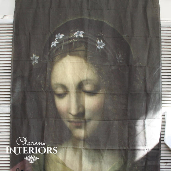 This linen panel has an old world charm that will make you feel part of another world.   Dimensions: 1.5m wide x 2m tall.