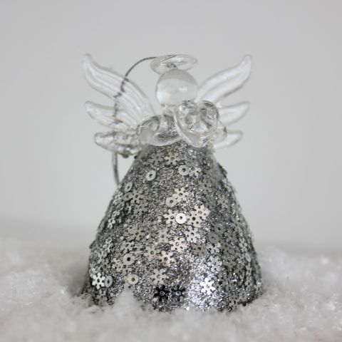 GLITTER ANGEL WITH HEART, SMALL